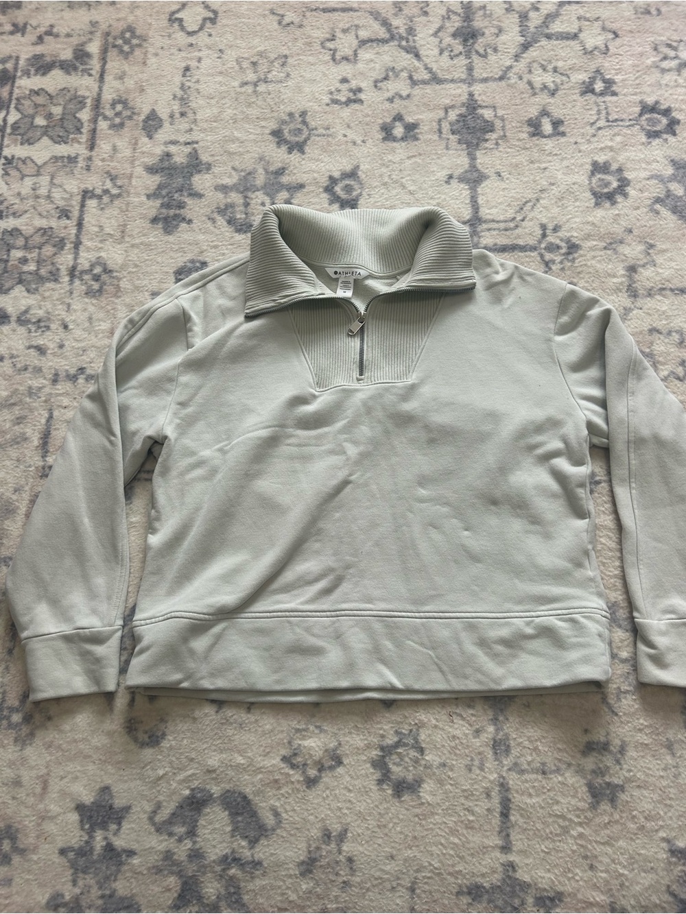 Athleta Sage Green Half-Zip Funnel Sweater
